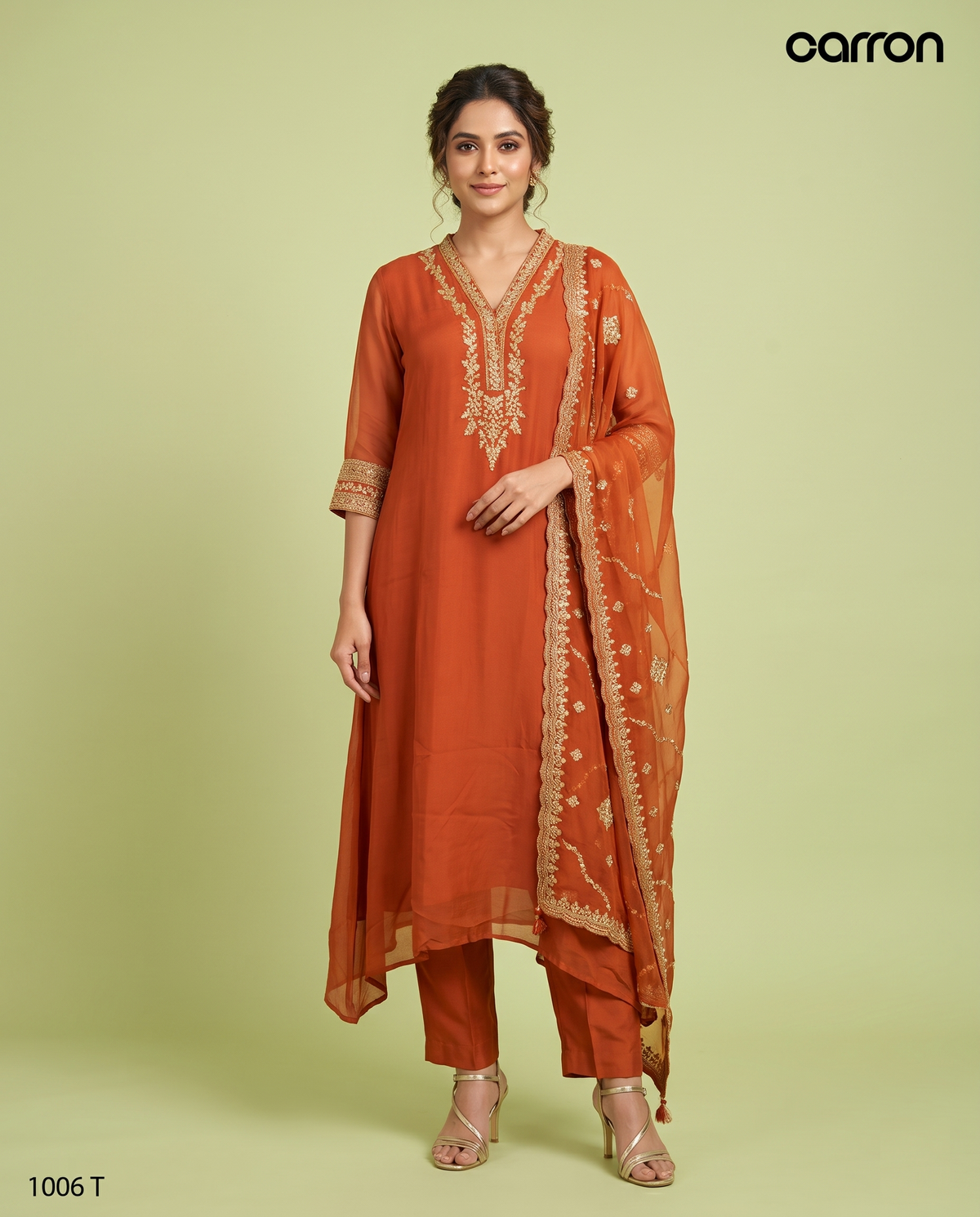 Orange Colour Kurti Set(LC-WKIS_1006 T)