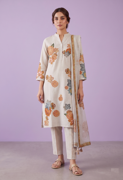 Cream Colour Kurti Set(LC-WKIS_5117)