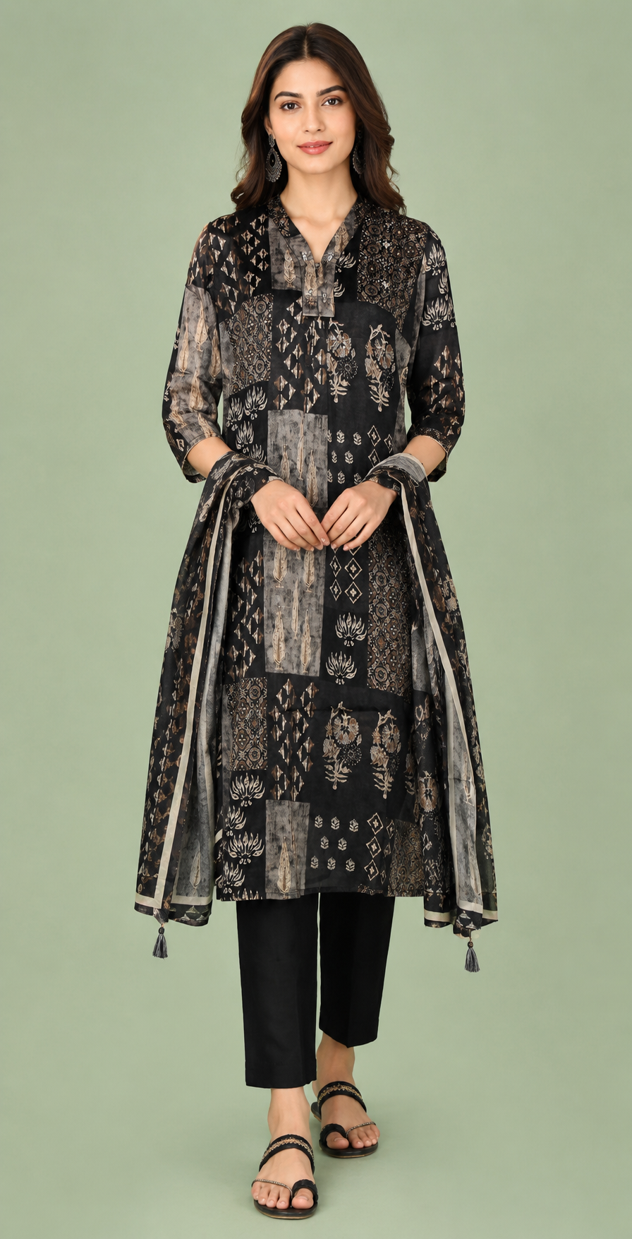 Black Colour Kurti Set(LC-WKIS_5148T)