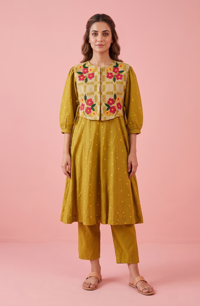 Mustard Colour Kurti Set(LC-WKIS_7649)