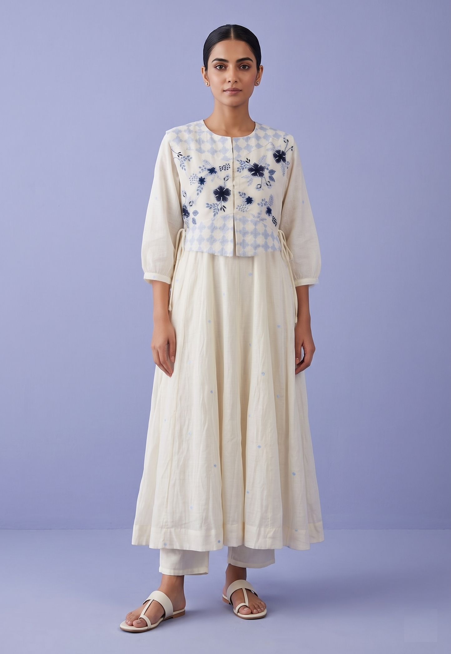 Cream Colour Kurti Set(LC-WKIS_7650)