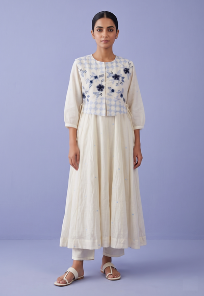 Cream Colour Kurti Set(LC-WKIS_7650)