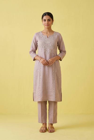 Onion Pink Colour Kurti Set(LC-WKIS_9436)