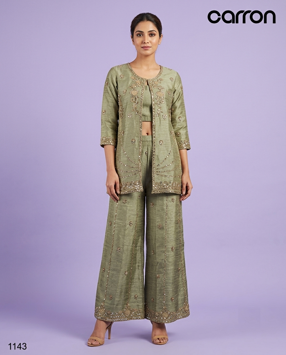 Sage Green Colour Plazo Set(LE-WPZS_1143)