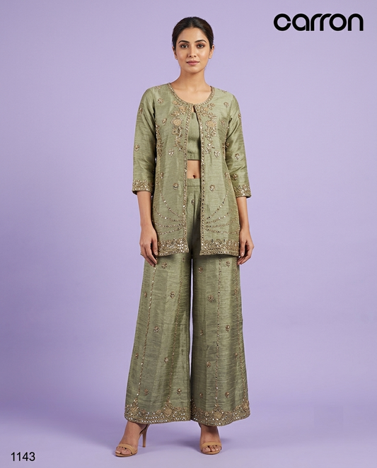 Sage Green Colour Plazo Set(LE-WPZS_1143)