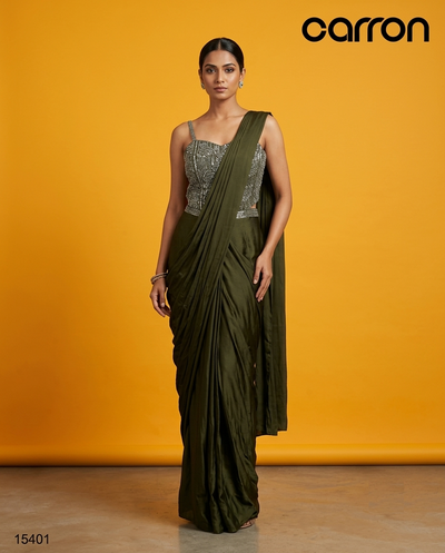 Green Colour Drape Saree(LE-WPZS_15401)