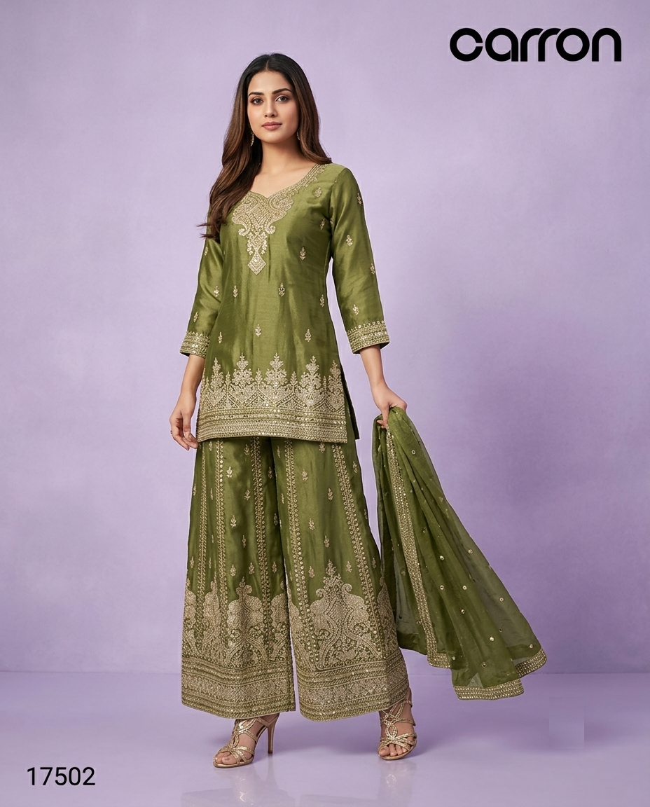 Olive Green Colour Plazo Set(LE-WPZS_17502)