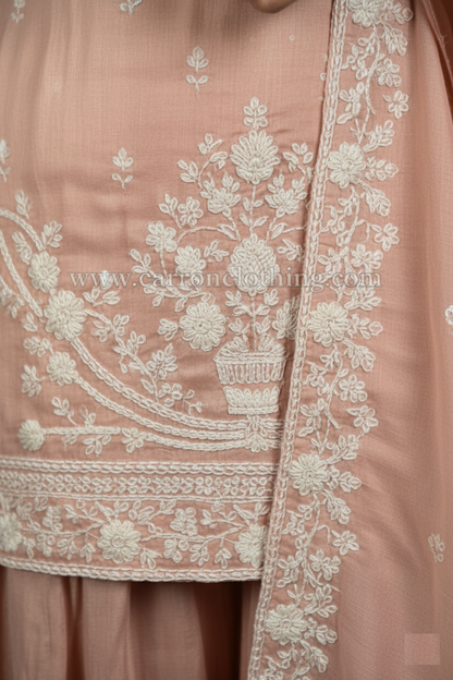 Peach Colour Plazo Set(LE-WPZS_2836)