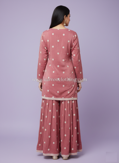 Onion Pink Colour Plazo Set(LE-WPZS_2837)