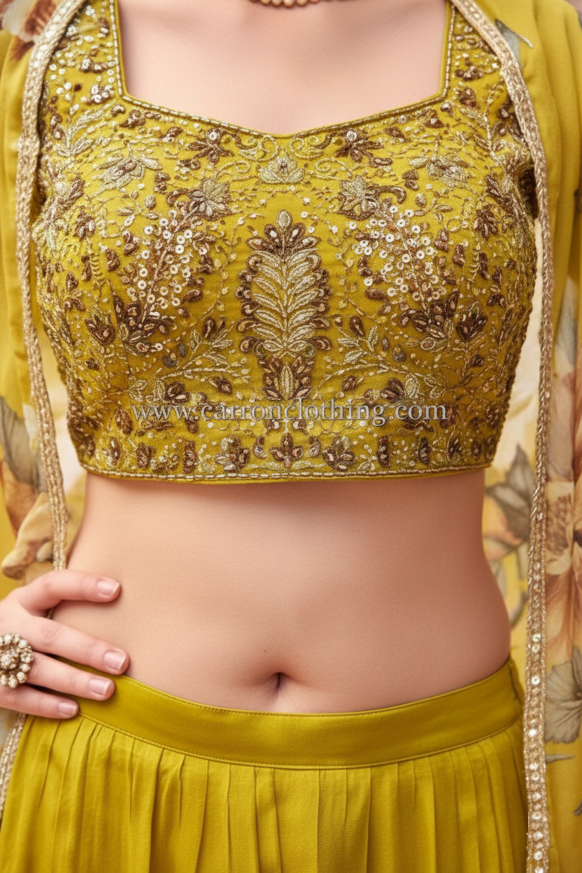 Mustard Yellow Colour Plazo Set(ME-WPZS_3217)