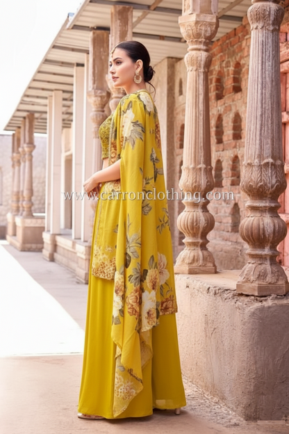 Mustard Yellow Colour Plazo Set(ME-WPZS_3217)