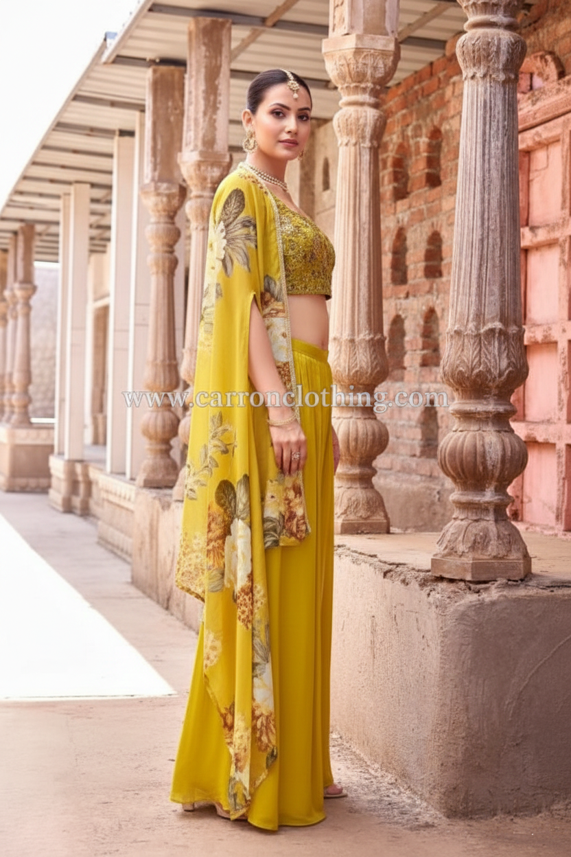 Mustard Yellow Colour Plazo Set(ME-WPZS_3217)