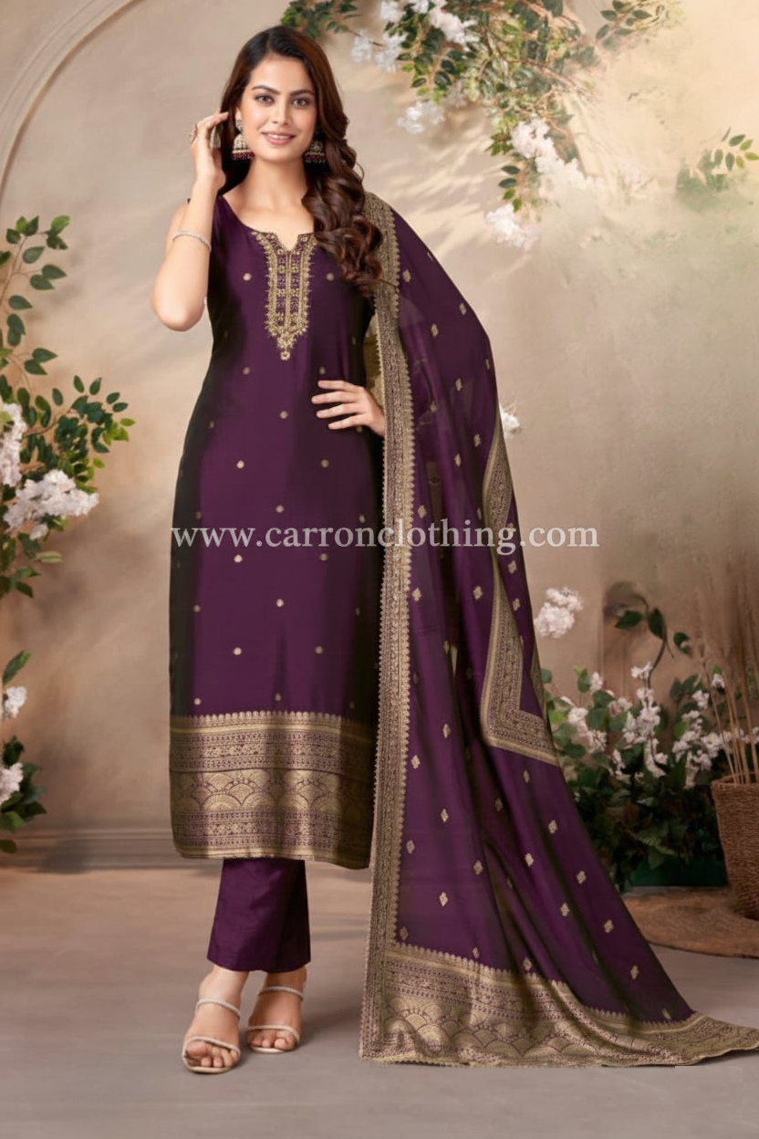 Wine Colour Pant Set(LE-WPNS_3488)