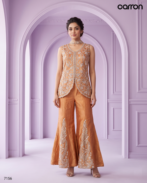 Apricot Colour Plazo Set(LE-WPZS_7156)