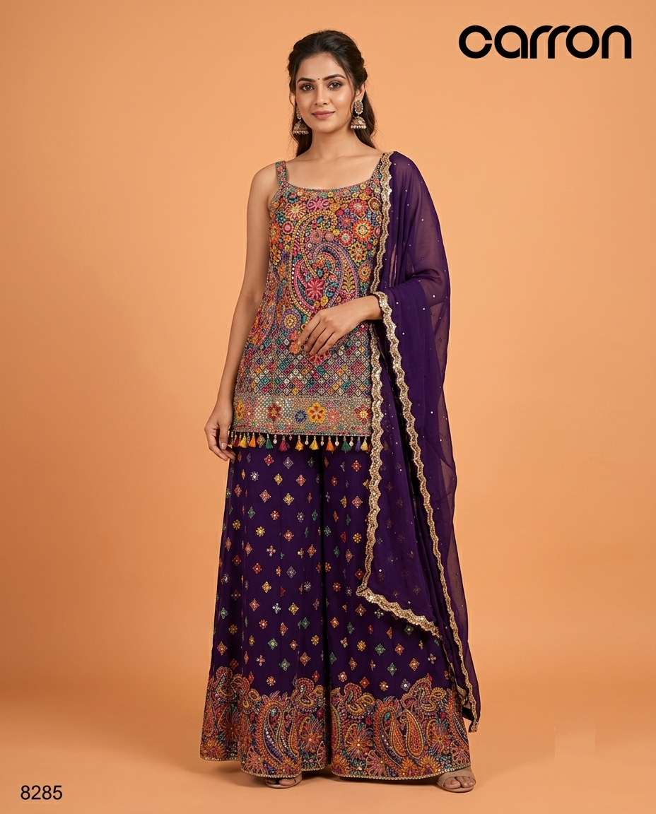 Purple Colour Plazo Set(LE-WPZS_8285)