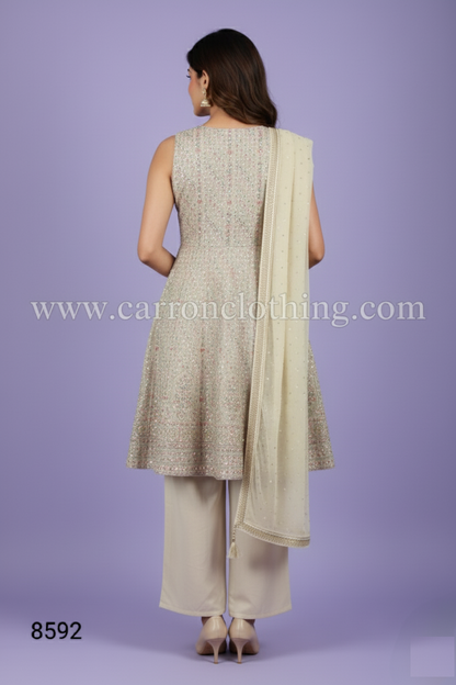 Cream Colour Plazo Set(LE-WPZS_8592)