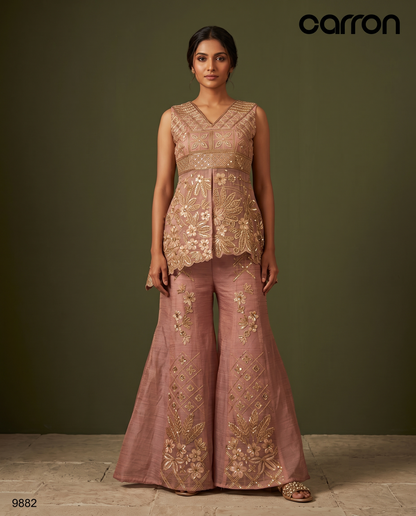 Dusty Rose Colour Plazo Set(LE-WPZS_9882)
