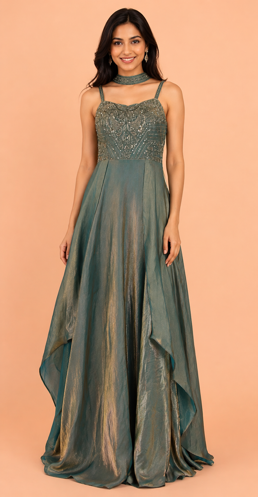 Sea Green Colour Anarkali Gown(LE-WANK_3476)