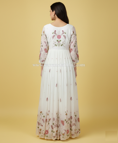 Cream Colour Anarkali(LE-WANK_6275)