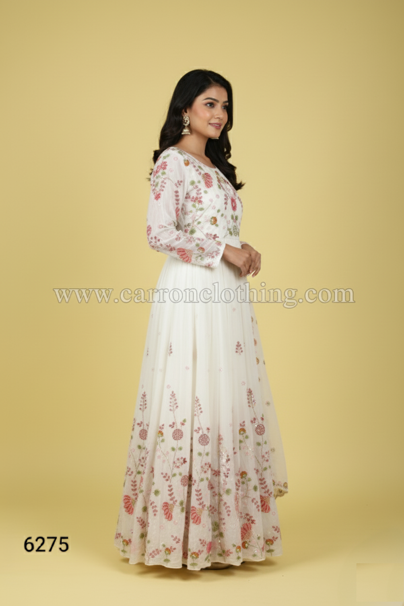 Cream Colour Anarkali(LE-WANK_6275)