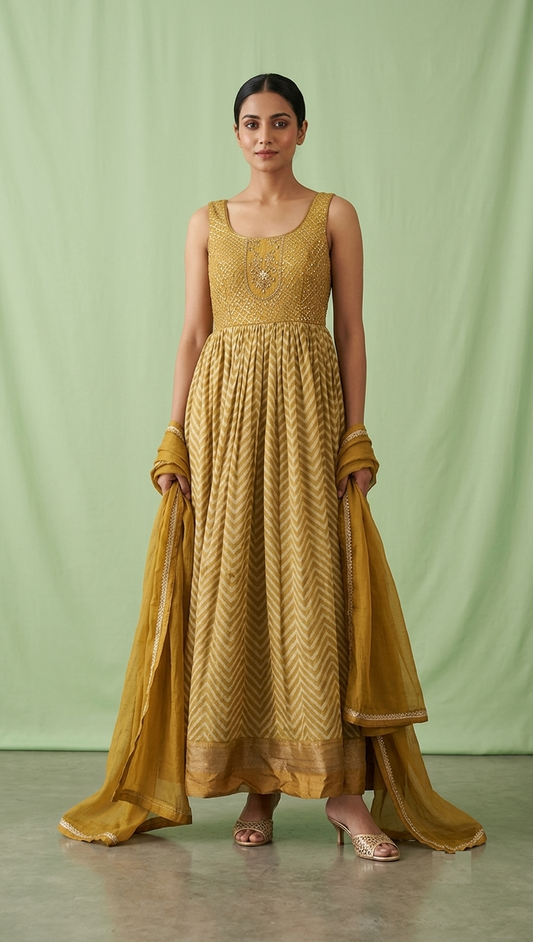 Mustard Colour Anarkali Gown(LE-WANK_7222)
