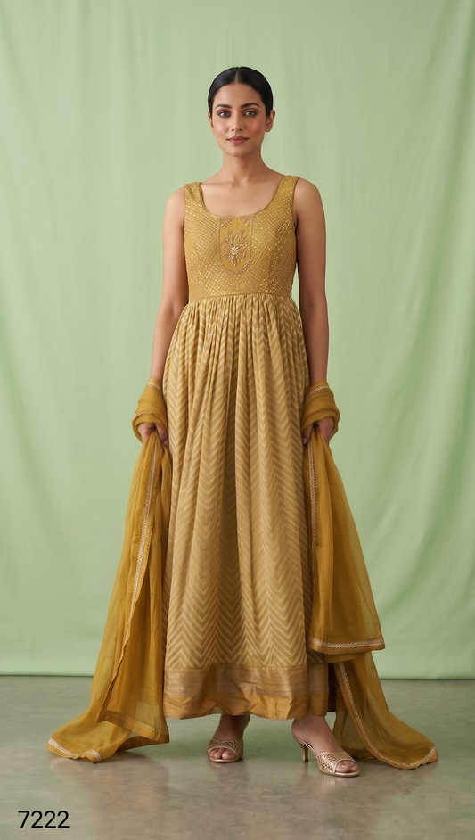 Mustard Colour Anarkali Gown(LE-WANK_7222)