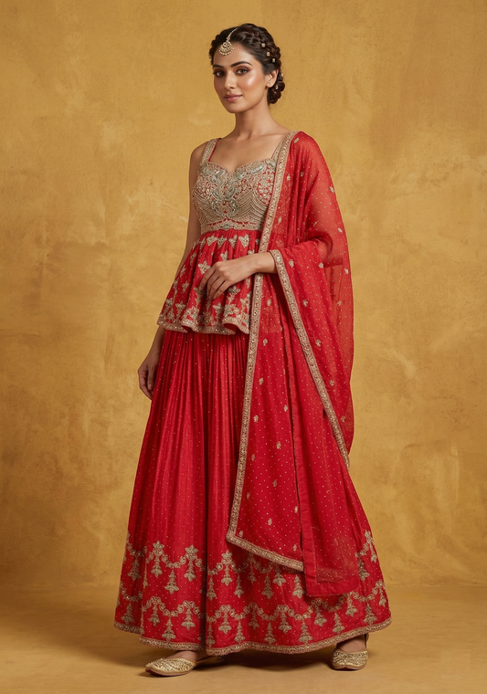 Red Colour Ghaghra Choli(LE-WGHC_3185)