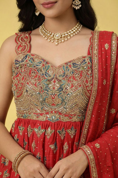 Red Colour Ghaghra Choli(LE-WGHC_3185)