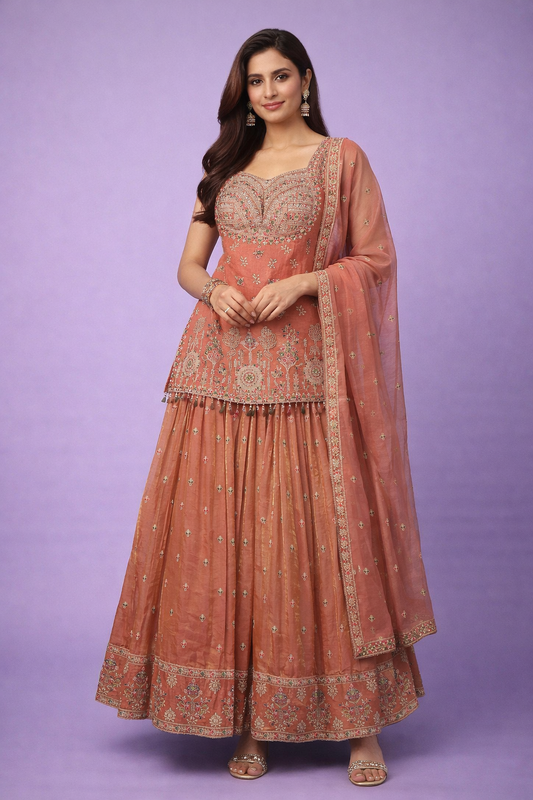 Terracotta Colour Ghaghra Choli(LE-WGHC_3456)