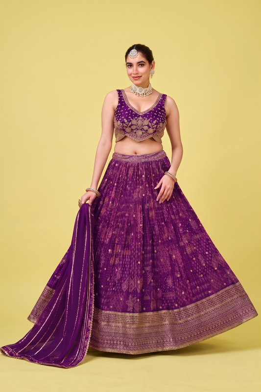 Purple Colour Ghaghra Choli(LE-WGHC_3590)
