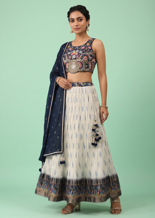 Blue Colour Ghaghra Choli(LE-WGHC_4593)