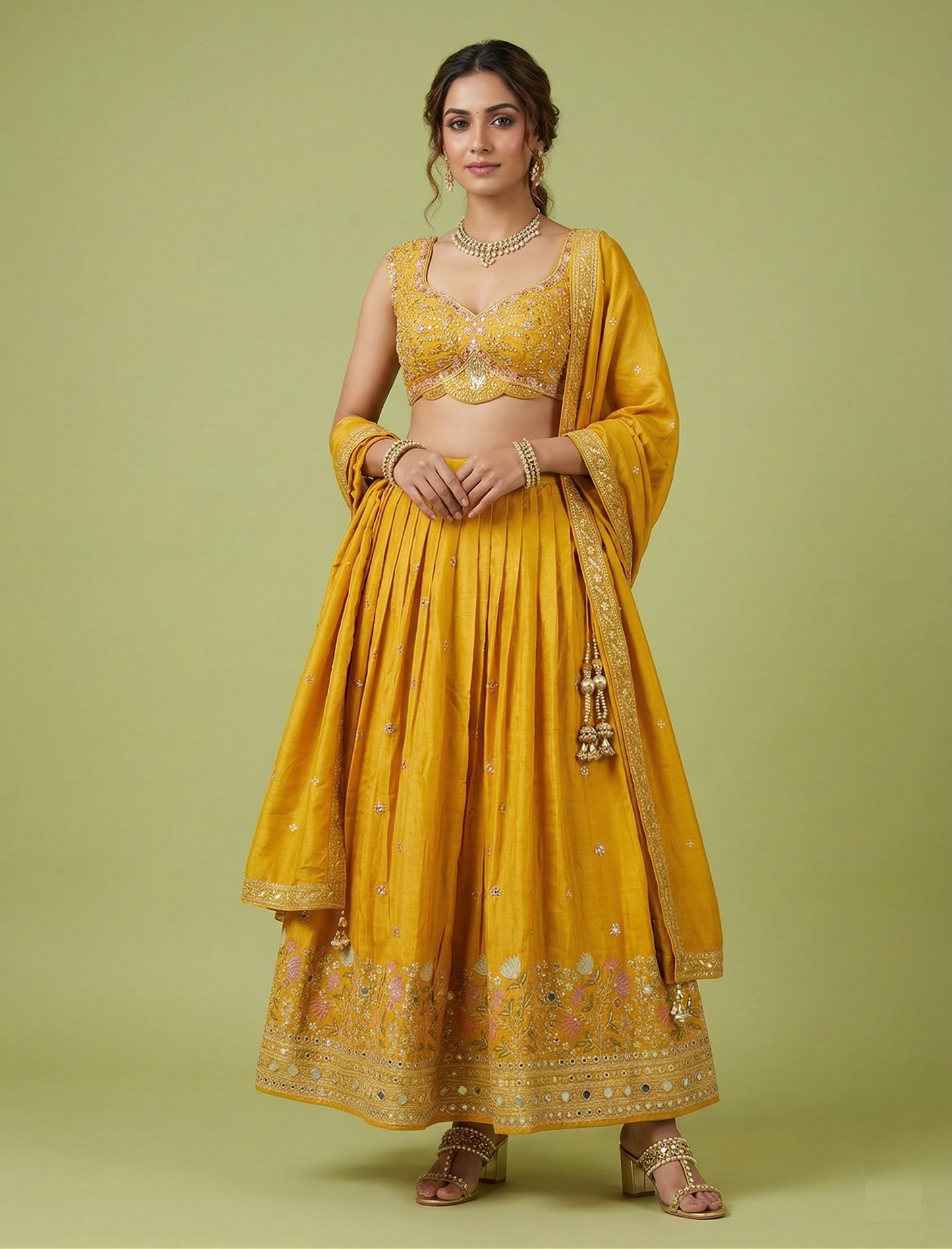 Mustard Yellow Colour Ghaghra Choli(LE-WGHC_7502)