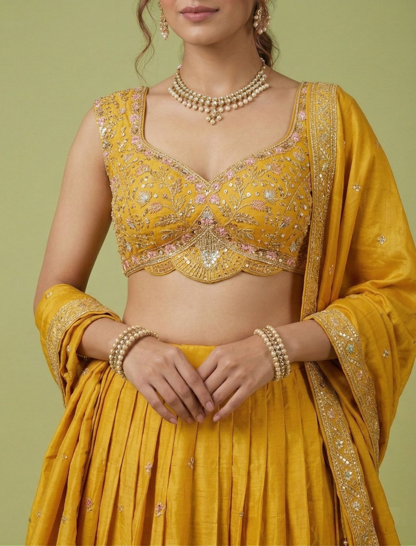 Mustard Yellow Colour Ghaghra Choli(LE-WGHC_7502)