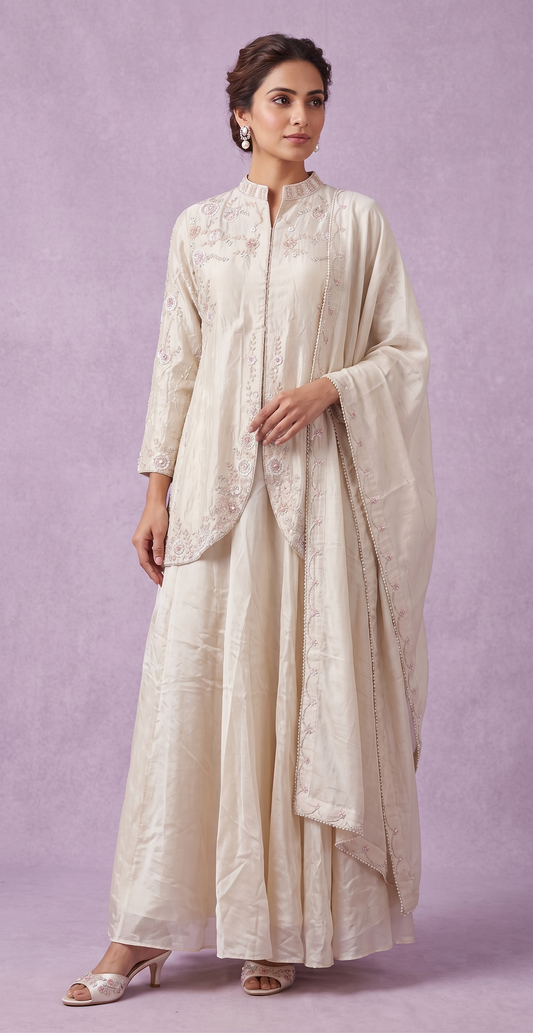 Ivory Colour Ghaghra Choli(LE-WGHC_8444)