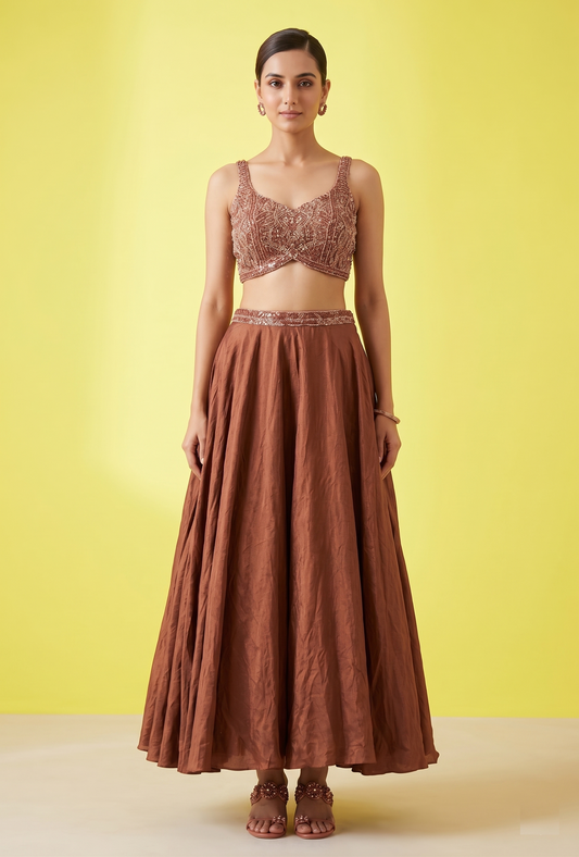 Rust Colour Ghaghra Choli(LE-WGHC_9003)
