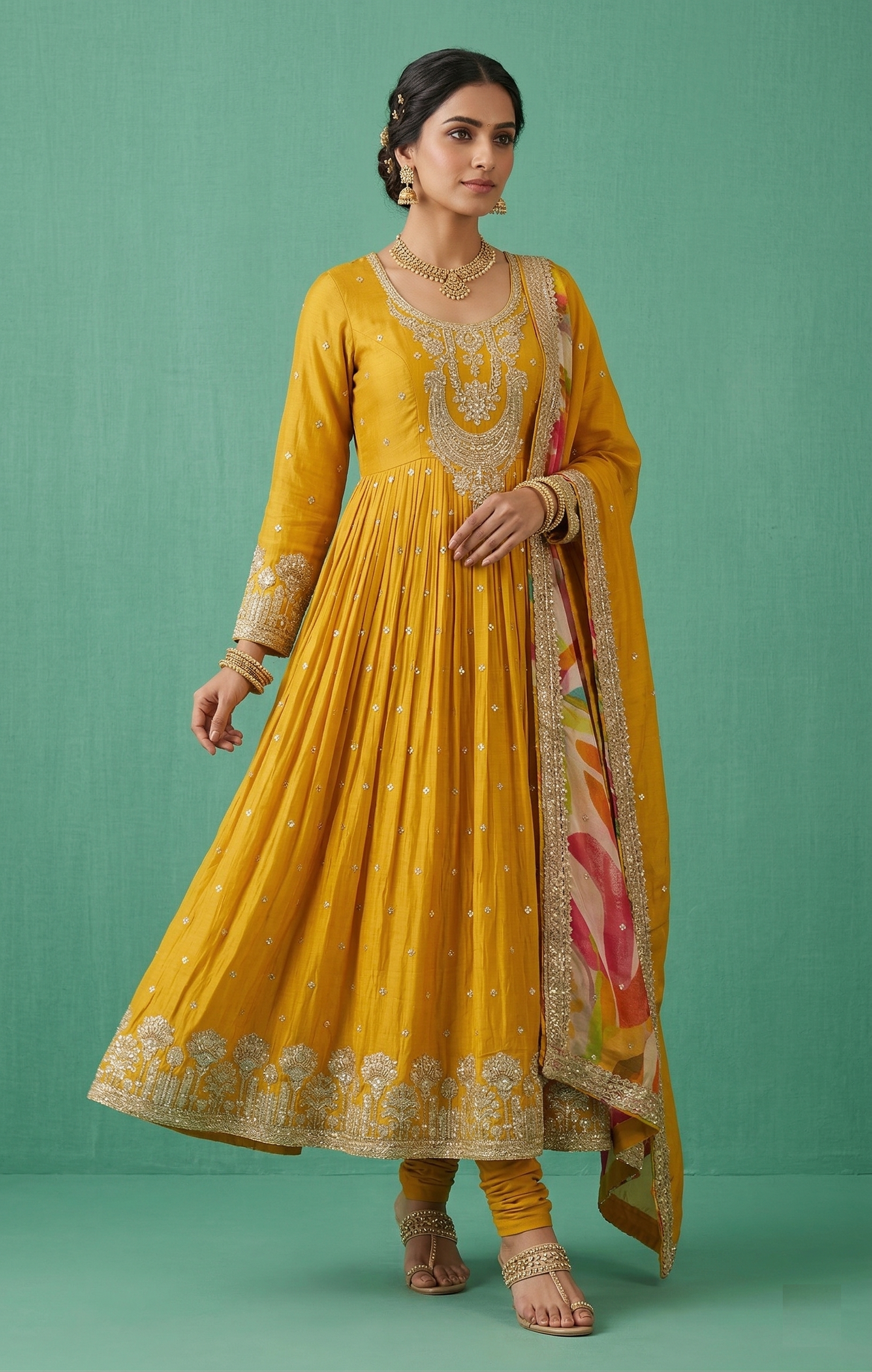 Yellow Colour Short Anarkali(LE-WANK_3321)