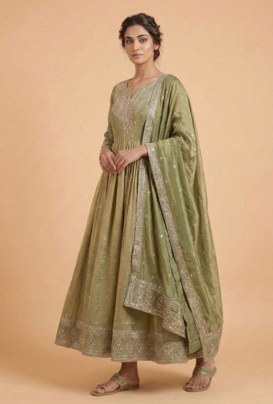Olive Green Colour Gown(LE-WGWN_3467)