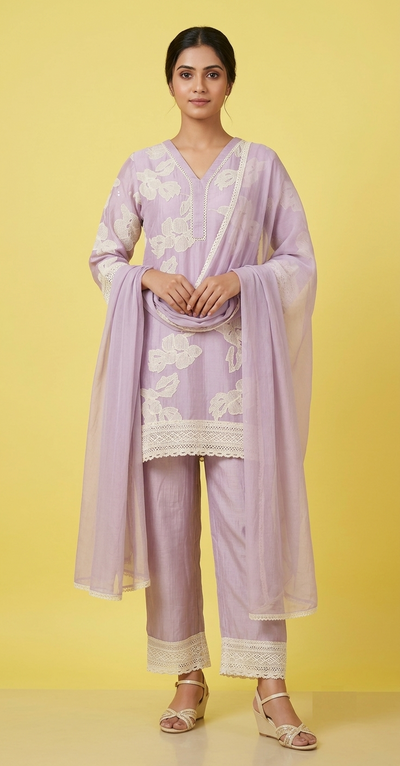 Soft Lavender Colour Pant Set(LE-WPNS_1671)