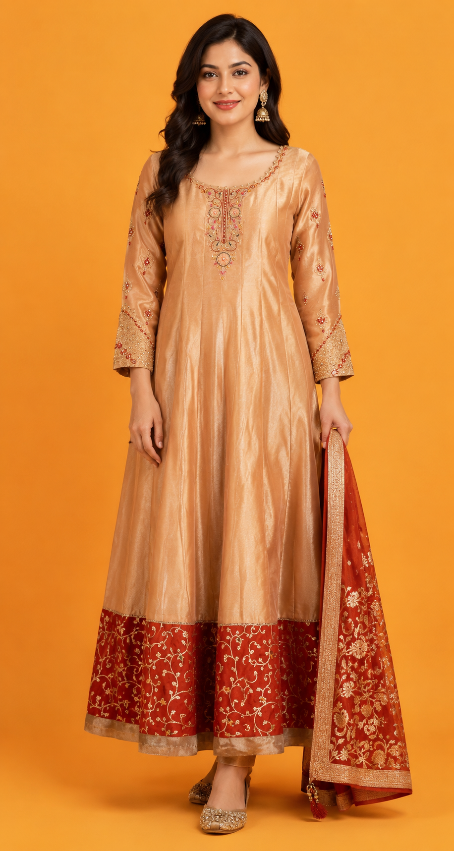 Peach Colour Anarkali Set(LE-WANK_3009)