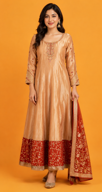 Peach Colour Anarkali Set(LE-WANK_3009)