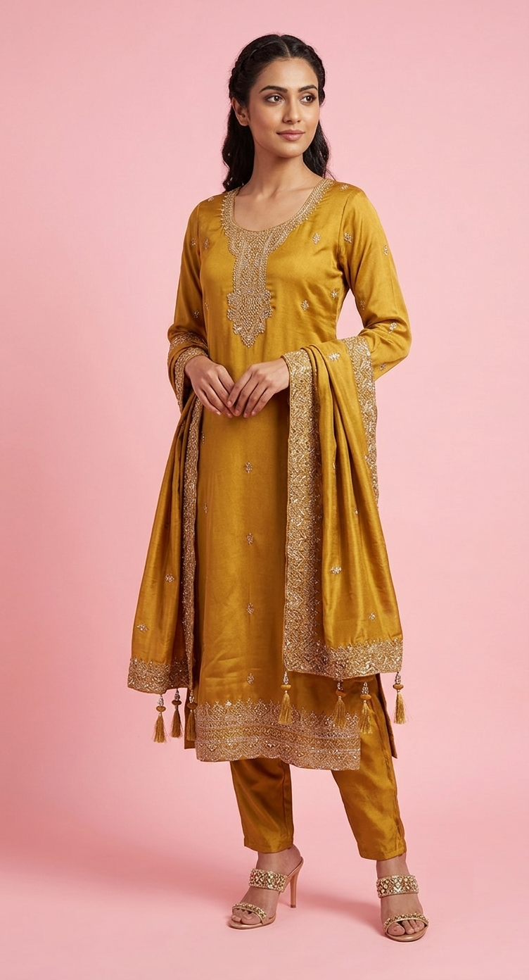 Mustard Colour Pant Set(LE-WPNS_46559)