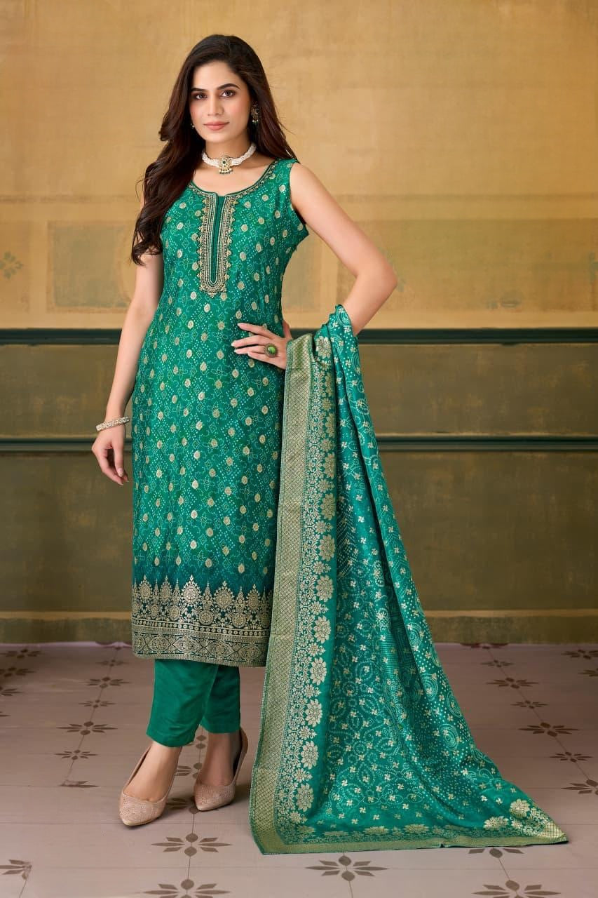 Green Colour Pant Set(LE-WPNS_5106)