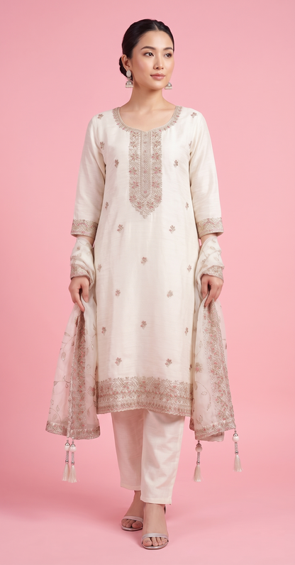 Cream Colour Pant Set(LE-WPNS_90483)