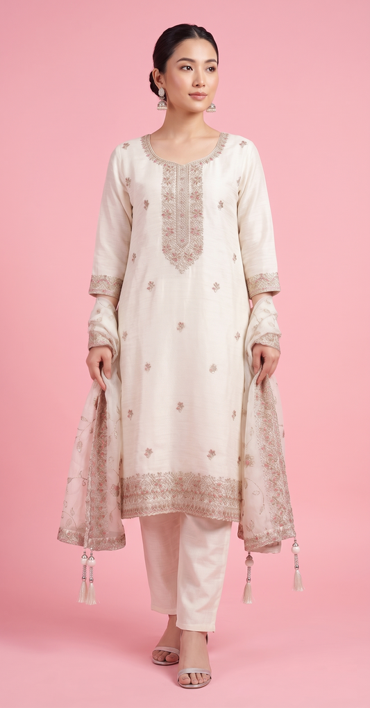 Cream Colour Pant Set(LE-WPNS_90483)