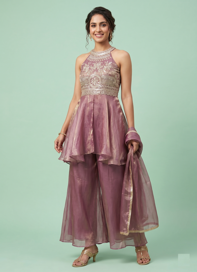 Onion Pink Colour Plazo Set(LE-WPZS_1145)