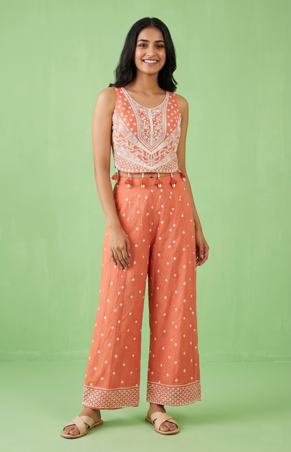 Orange Colour Plazo Set(LE-WPZS_1725)