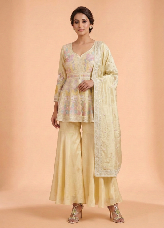 Yellow Colour Plazo Set(LE-WPZS_17477)