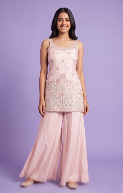 Pink Colour Plazo Set(LE-WPZS_17493)