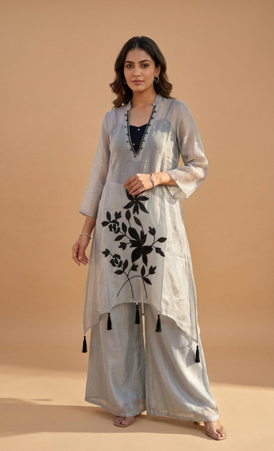 Grey Colour Plazo Set Dupatta Not Included(LE-WPZS_1813)