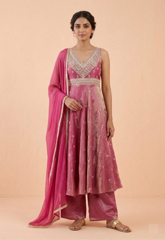 Mangenta Colour Short Anarkali Set(LE-WANK_30362)